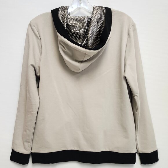 I'Cona Women's Tan/Beige Hoodie W/Metallic Netted Inner Hood Size S & XXL - Picture 5 of 10